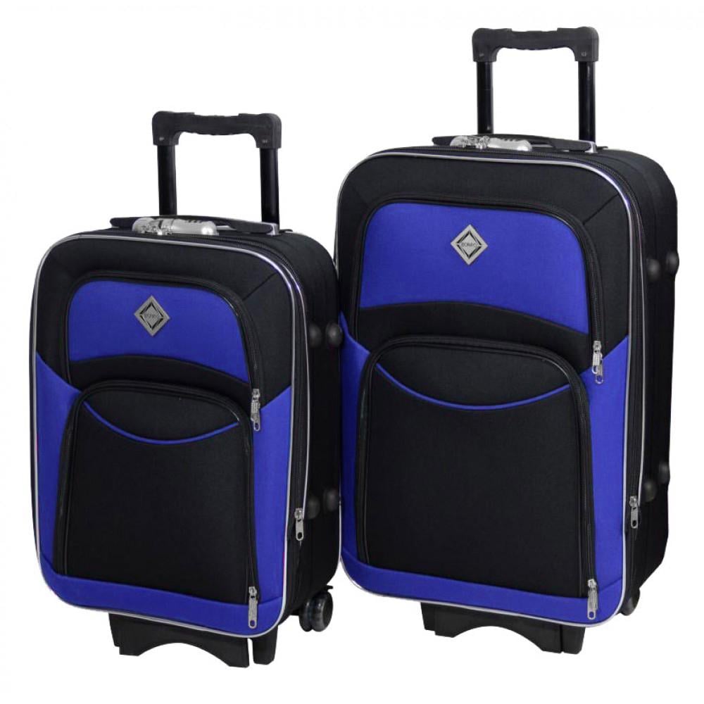 Набір валіз Bonro Style тканина середня та велика 2 шт. Чорний/Темно-синій (42400026)