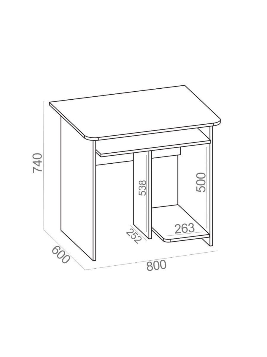 Стол компьютерный Furnigrade КС12 74х80х60 Венге (10649977) - фото 3