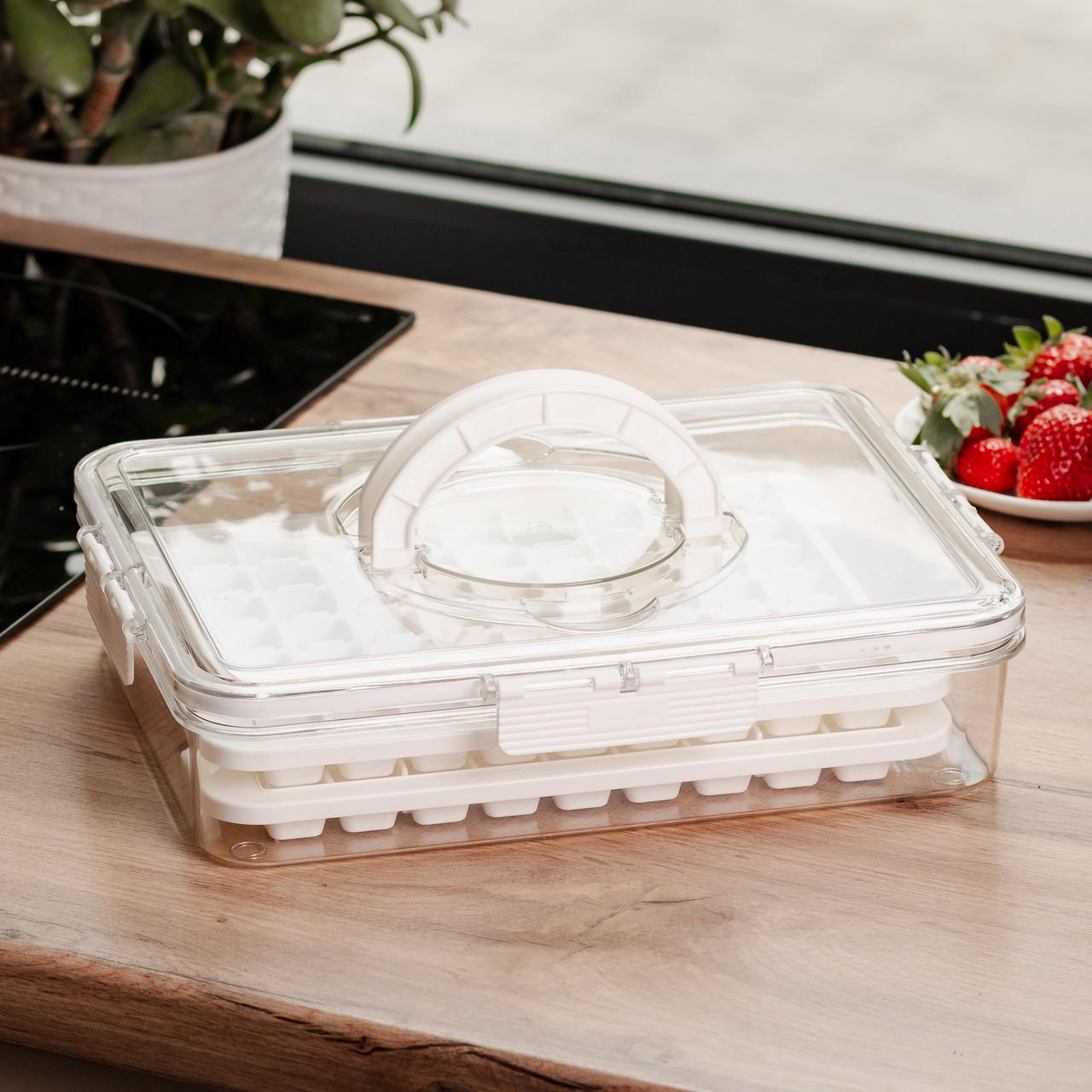 Контейнер для заморожування льоду 126 відсіків 30,5х24х7 см Бежевий - фото 4 Контейнер для заморожування льоду 126 відсіків 30,5х24х7 см Бежевий - фото 4