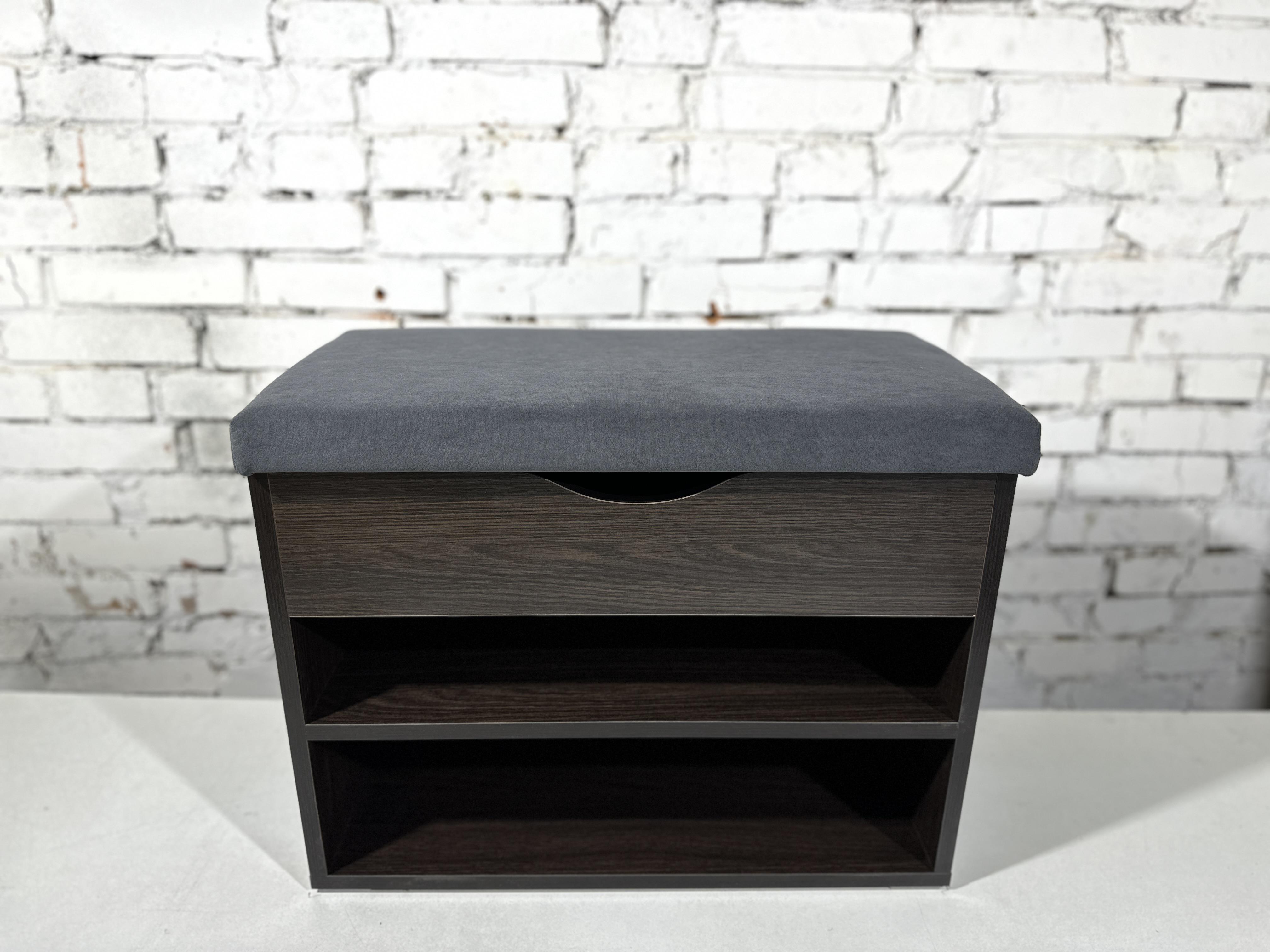 Тумба для обуви ДСП/ткань 30х60х45 см Венге темный/Графит - фото 2