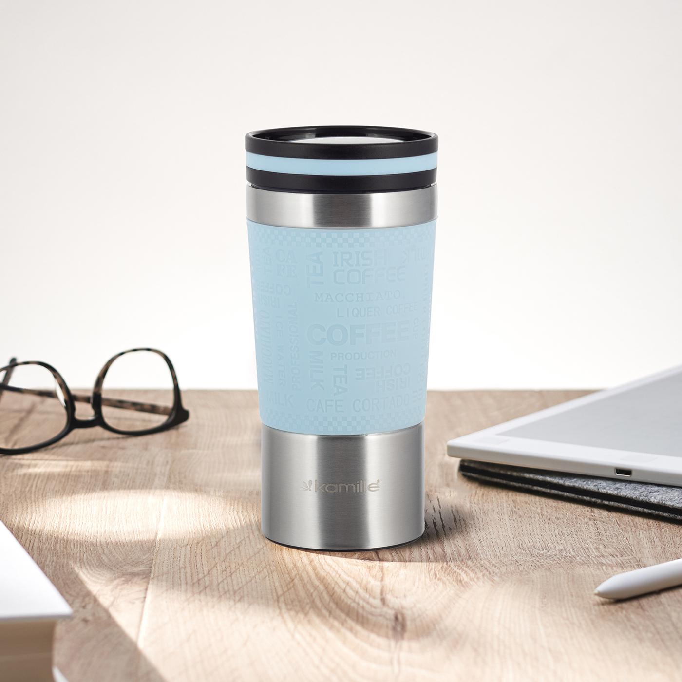 Термокухоль Kamille з нержавіючої сталі з TPR-вставкою 380 мл Блакитний (14897071) - фото 5 Термокухоль Kamille з нержавіючої сталі з TPR-вставкою 380 мл Блакитний (14897071) - фото 5