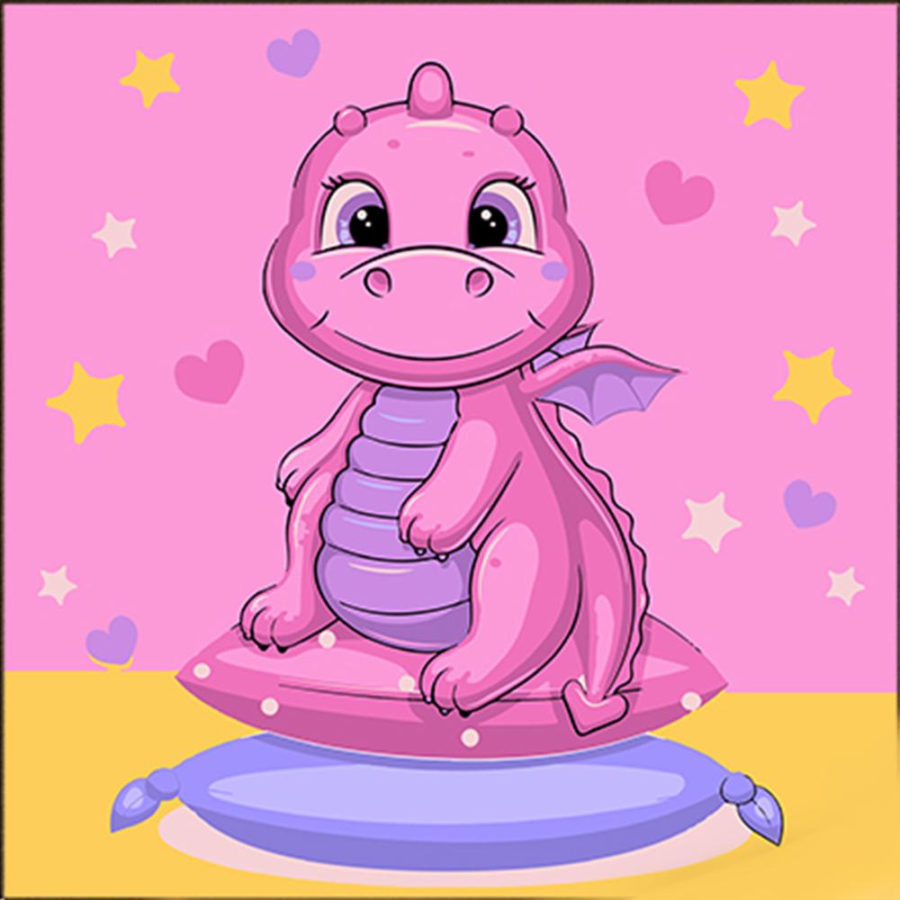 Картина по номерам Strateg Милый дракон с лаком и уровнем 30x30 см (Str-ES-0853)