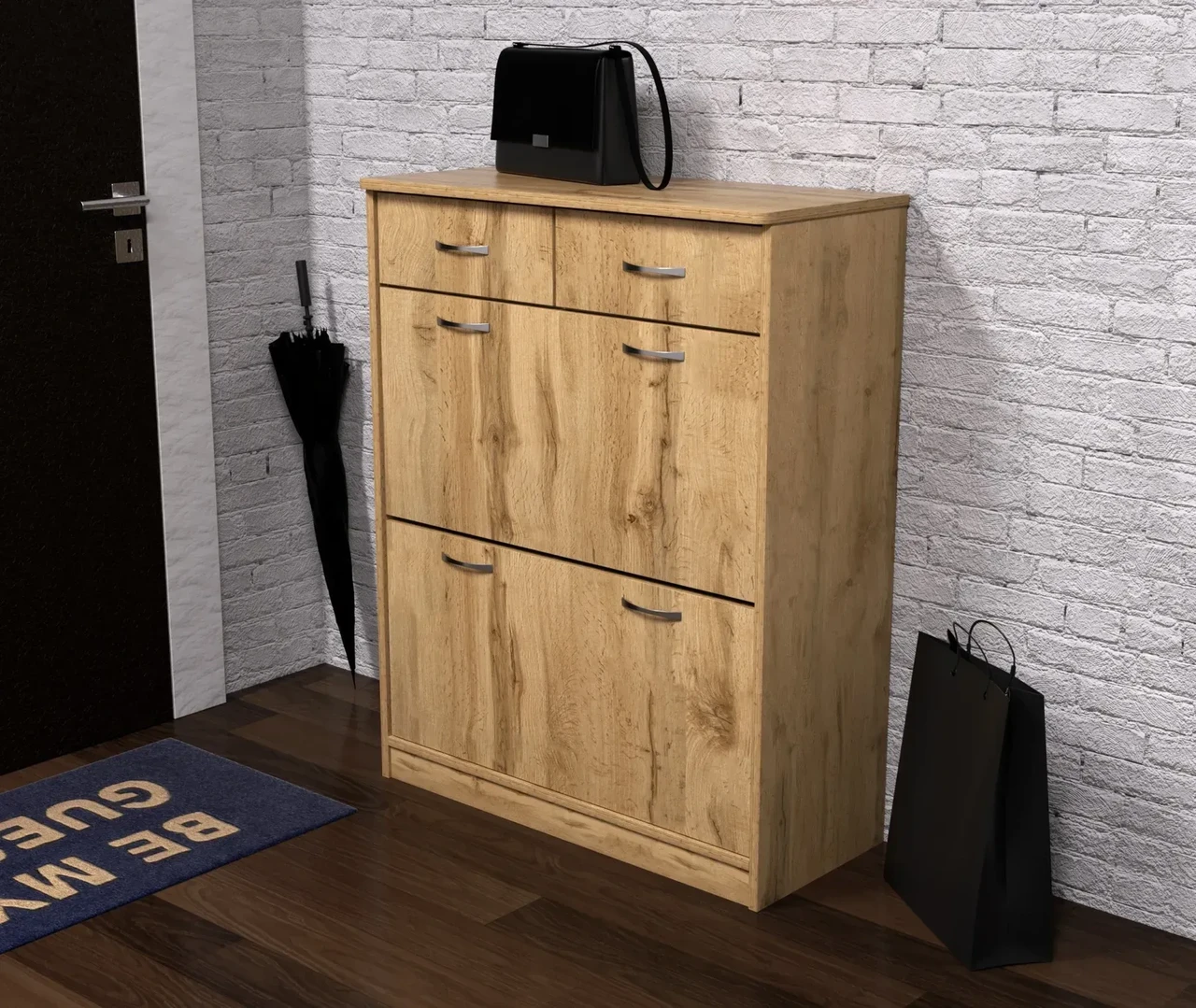 Тумба для взуття Kontinent №4 80х35х101 см Дуб Аппалачі (52402022) - фото 1 Тумба для взуття Kontinent №4 80х35х101 см Дуб Аппалачі (52402022) - фото 1