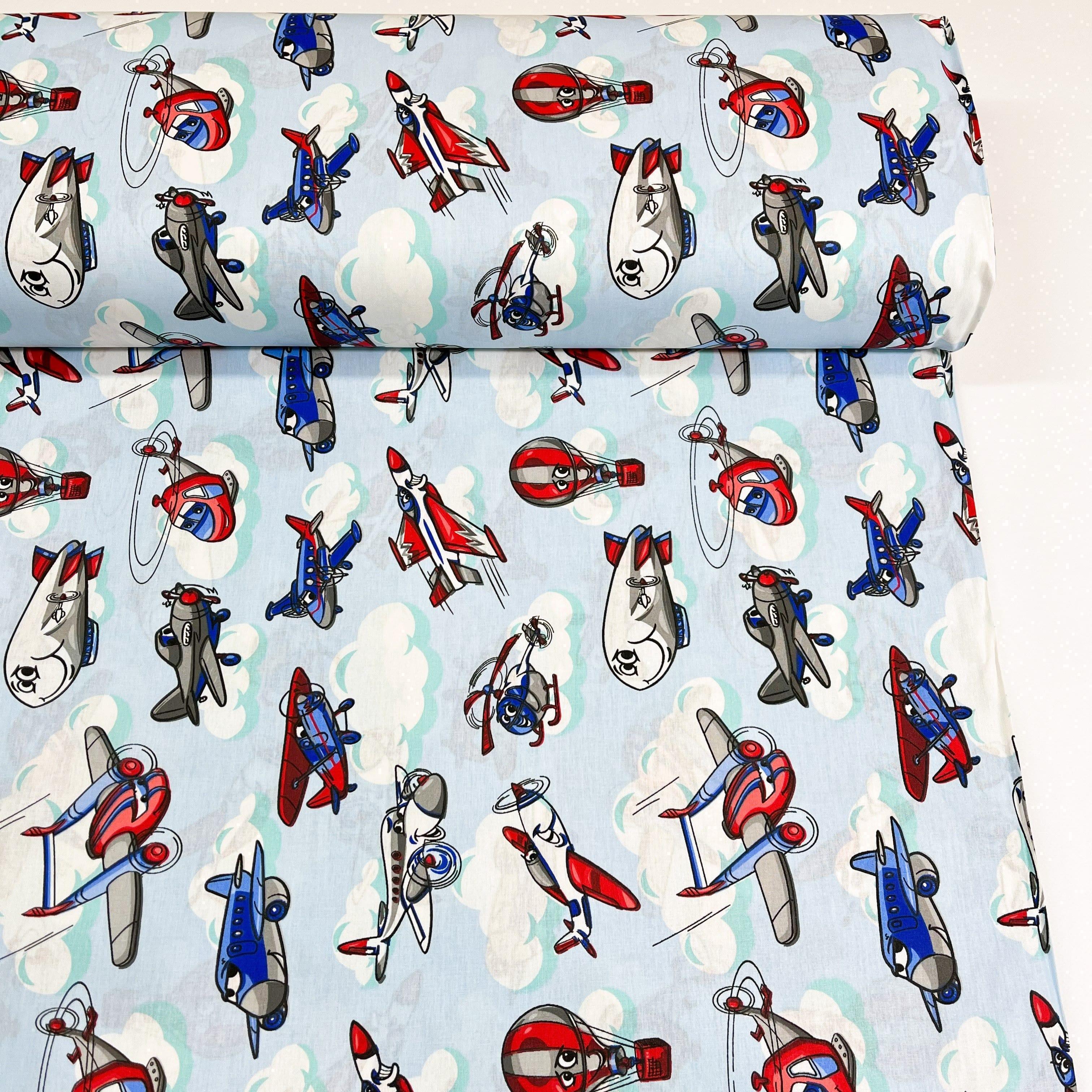 Ткань для постельного белья ранфорс самолетики в небе 240 см (6000012667)