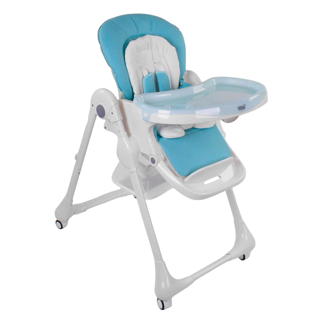 Стільчик дитячий для годування Toti W-48406 на колесах з пластику 58х82х110 см Блакитний (150-7-96506)