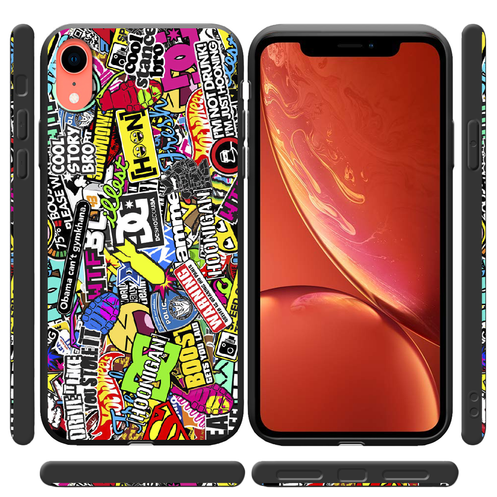 Чехол Boxface iPhone XR Multicolored Inscriptions Черный силикон (35417-up880-38739) - фото 2