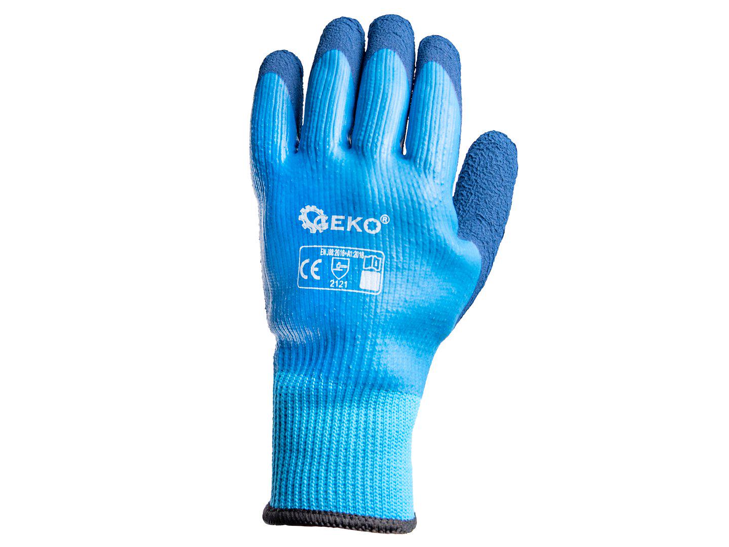 Робочі рукавиці утеплені GeKo водовідпорні трикотажні покриті рифленим латексом р. 9 Синій (G75036) - фото 4 Робочі рукавиці утеплені GeKo водовідпорні трикотажні покриті рифленим латексом р. 9 Синій (G75036) - фото 4