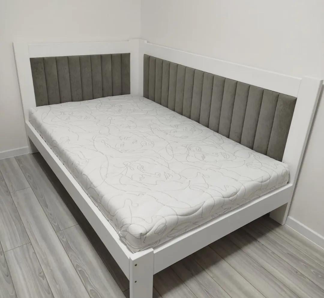 Кровать с мягкими спинками натуральное дерево без сращивания 90x200 см (2546573167)