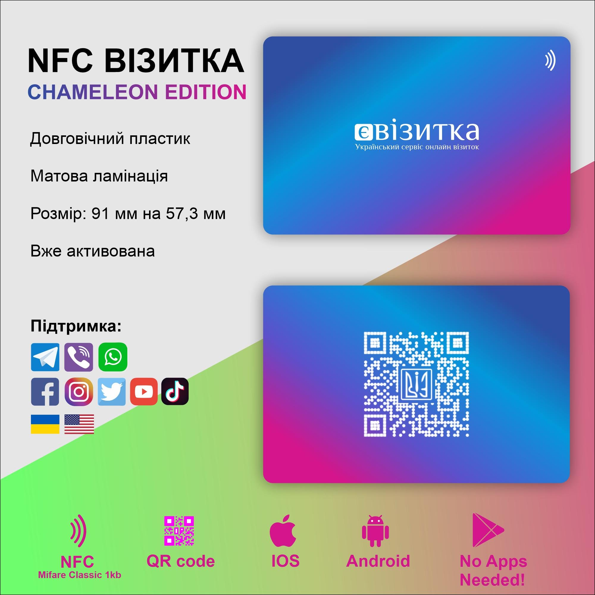 Бесконтактная NFC визитка єВізитка Chameleon Edition - фото 2