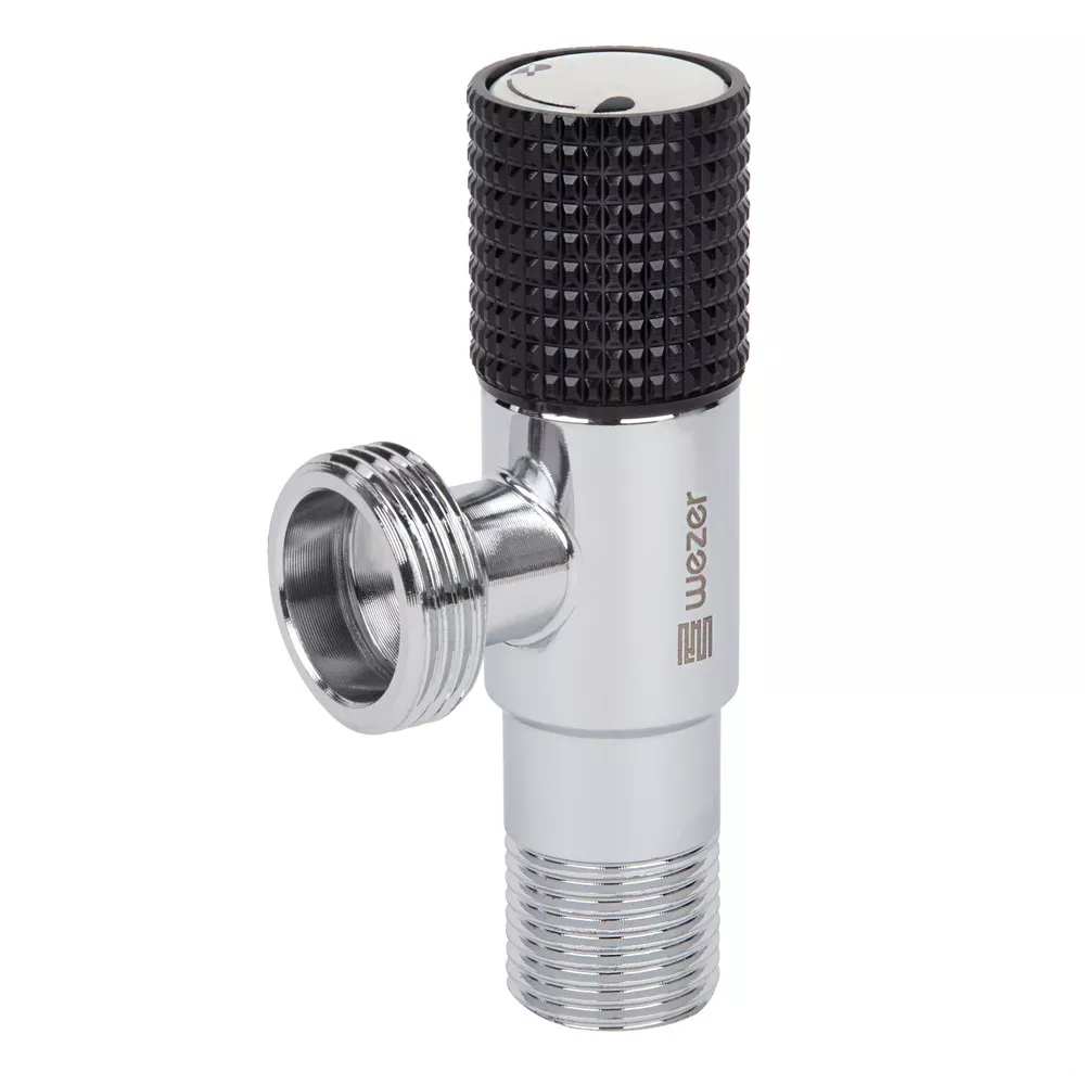 Кран кульовий побутовий Wezer SOL22B-17-BLACK 1/2x3/4" кутовий (SQ-1048121)