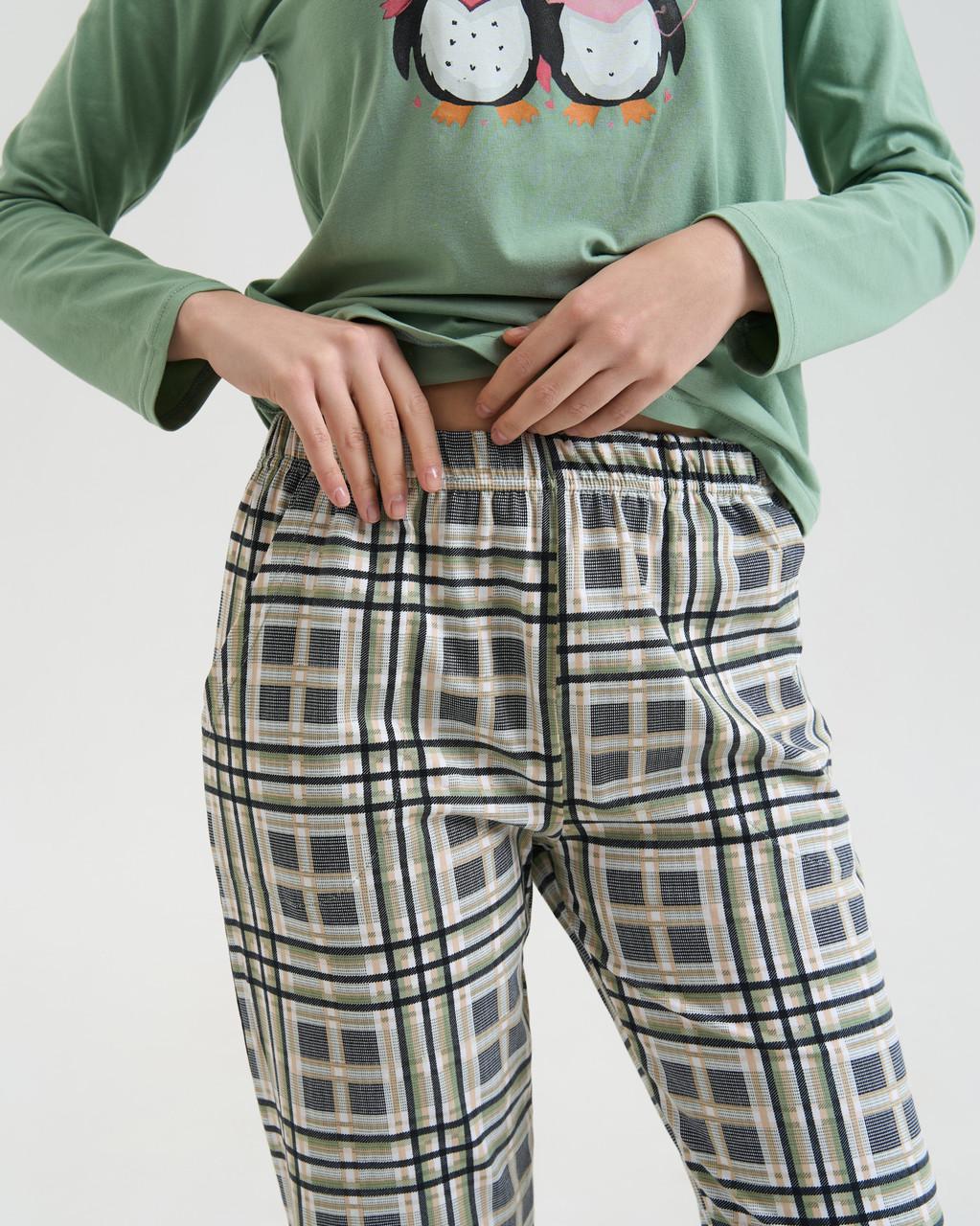 Пижама женская с брюками Nicoletta Family look Пингвины мама/дочь 96830k XL Зеленый - фото 3 Пижама женская с брюками Nicoletta Family look Пингвины мама/дочь 96830k XL Зеленый - фото 3