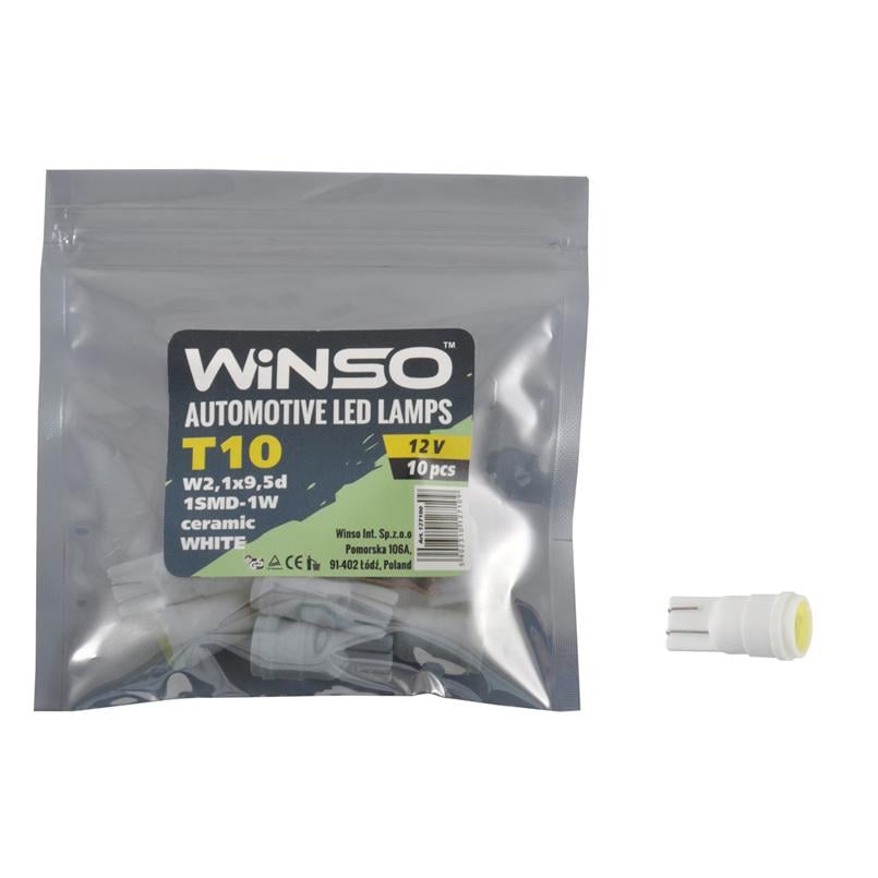 Автолампа LED WINSO 12V SMD T10 W2,1x9,5d 10 шт. (127100)