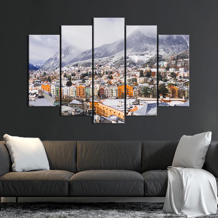 Картина город Зимний город Иннсбрук в Австрии 137x85 см (A762-5)