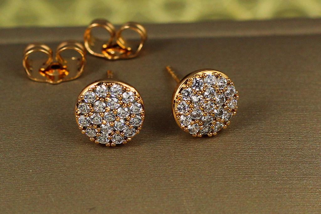 Серьги гвоздики Xuping Jewelry Монетка из камней 8 мм Золотистый (2089188393)