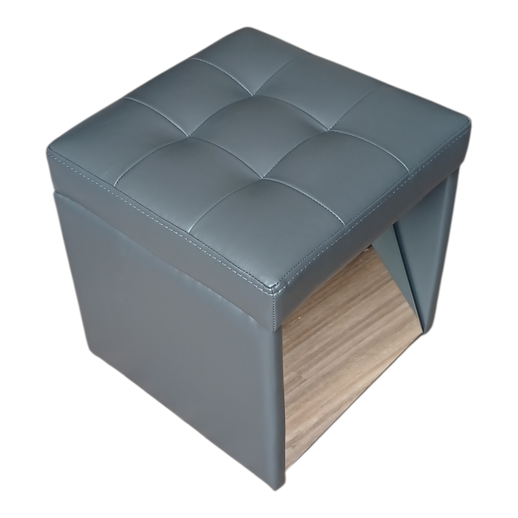 Пуф с зеркалом Люкс экокожа Лорд 40х40х45 см Серый