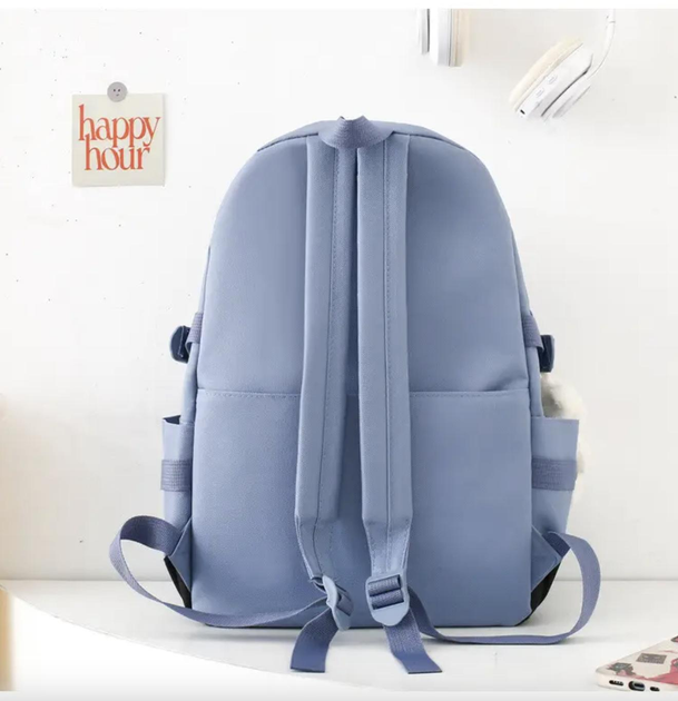 Школьный рюкзак для девочки Fashion 5в1 рюкзак/шоппер/пенал/сумочка/кошелек Голубой - фото 3 Школьный рюкзак для девочки Fashion 5в1 рюкзак/шоппер/пенал/сумочка/кошелек Голубой - фото 3