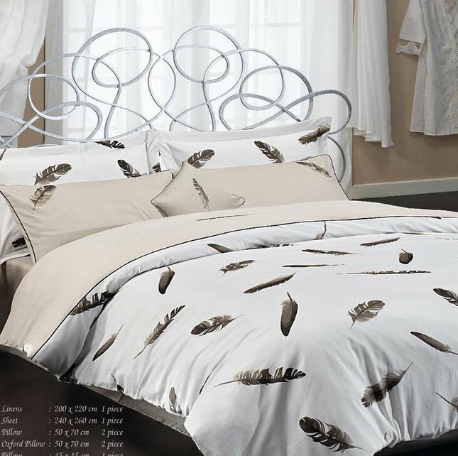 Постельное белье Maison D'or Plumes делюкс сатин с вышивкой полуторный Beige