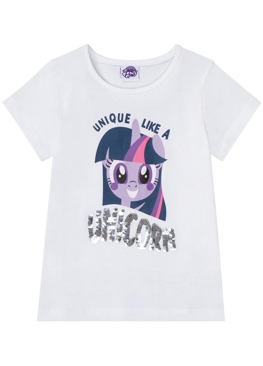 Футболка бавовняна для дівчинки Disney My Little Pony 370242 з принтом 8-10 років 134-140 см Білий (75509) - фото 1