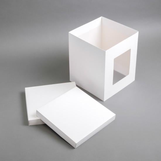 Коробка для торта с окном 300х300х450 мм Белый (13267)