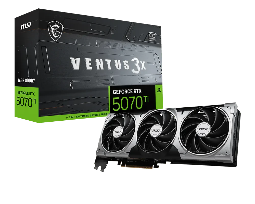 Відеокарта RTX 5070 Ti 16GB GDDR7 Ventus 3X OC MSI (GeForce RTX 5070 Ti 16G VENTUS 3X OC)