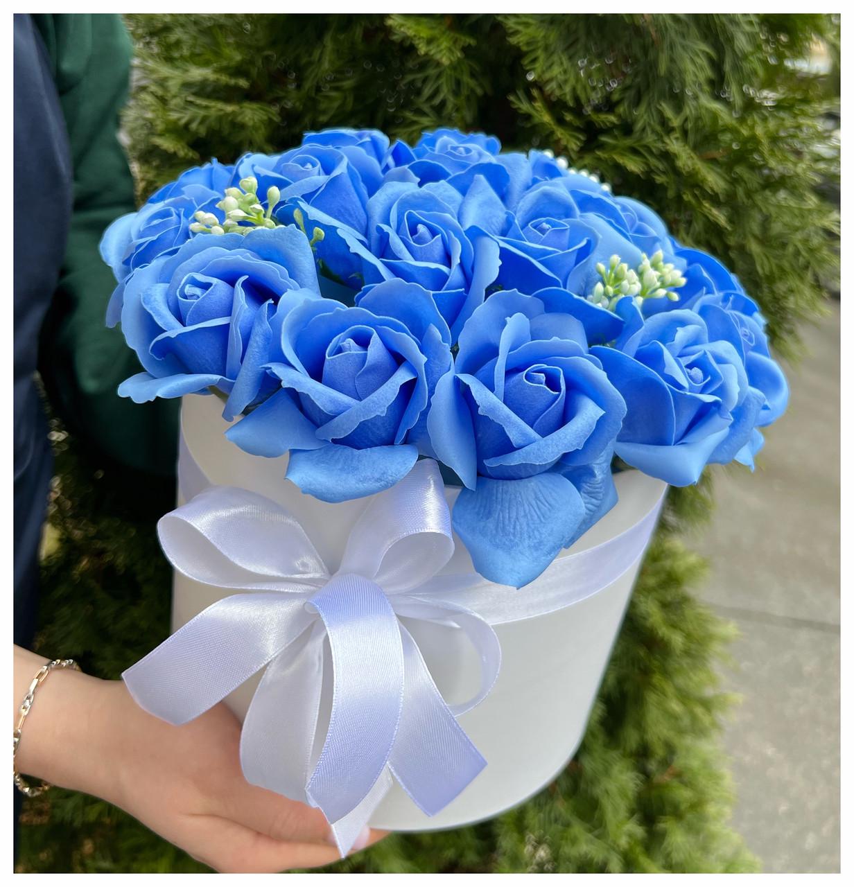 Подарунковий бокс Букет троянд з мила Блакитний (2122059657) - фото 2