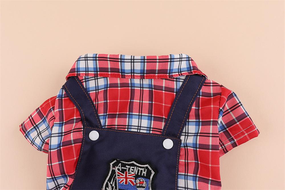 Костюм для собак джинсовий цільний з червоною сорочкою XL червоний (1C0384) - фото 4 Костюм для собак джинсовий цільний з червоною сорочкою XL червоний (1C0384) - фото 4