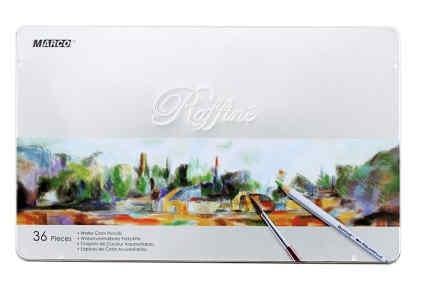 Олівці акварельні Marco Raffine 36 кольорів в металевому кейсі