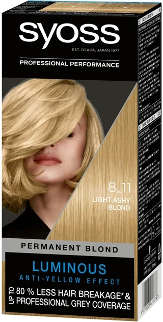 Краска для волос Syoss 115 мл 8-11 Пепельный Блонд