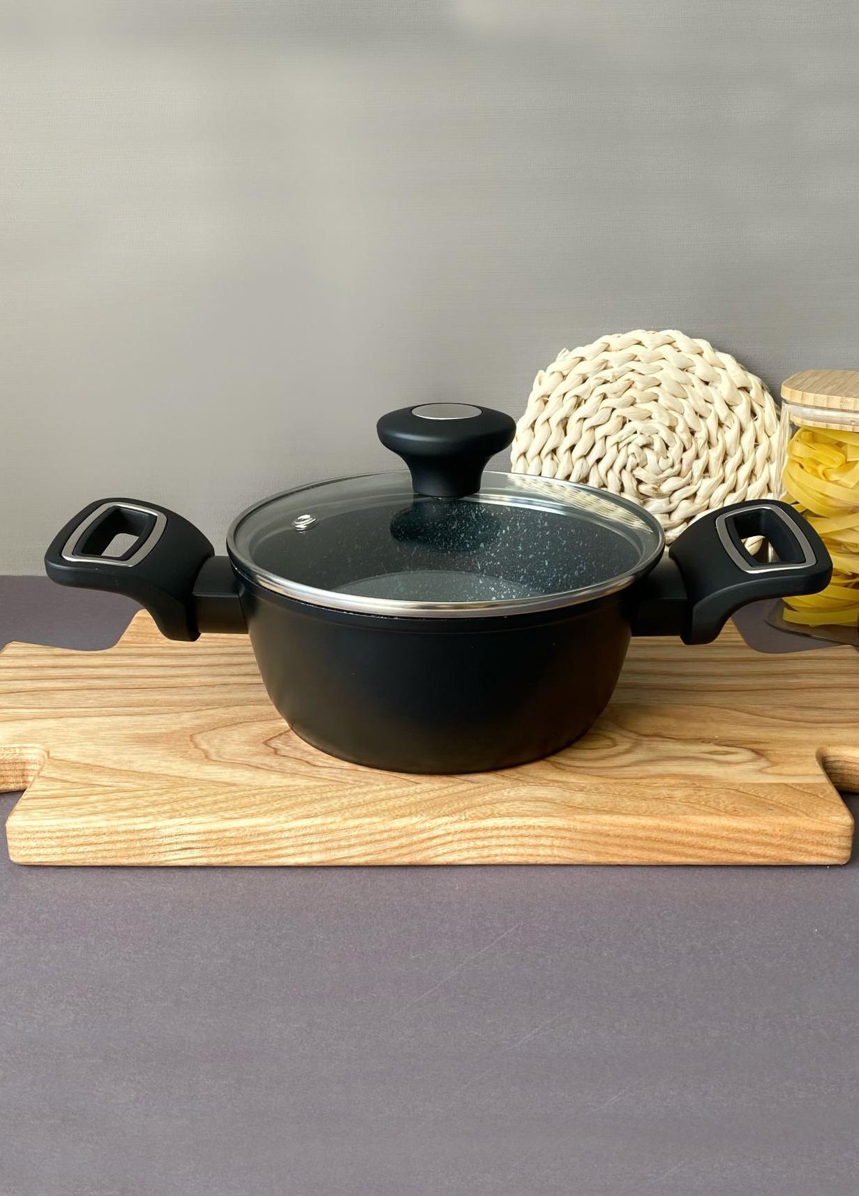 Кастрюля Krauzer Titanium Line гранитный алюминий 2,0 л 18 см Черный (78115) - фото 2 Кастрюля Krauzer Titanium Line гранитный алюминий 2,0 л 18 см Черный (78115) - фото 2