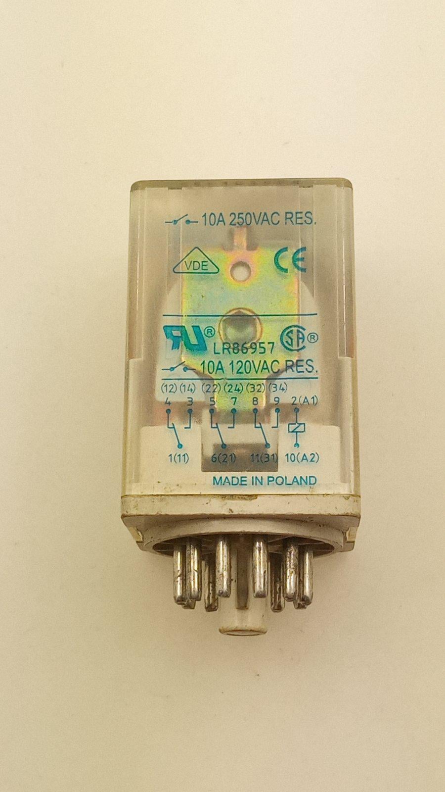 Реле GE Power DC24V PRC3P30CD 10A 250VAC-3C 34x34x54 (19112)