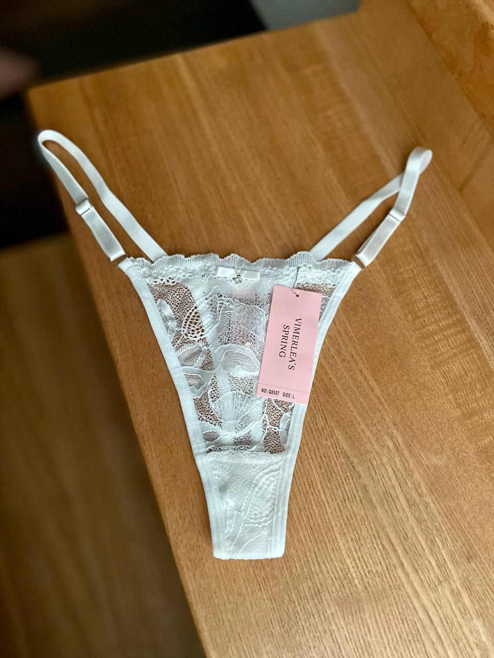 Трусы стринги из кружева на средней посадке с регулируемыми лямками M (Q8307-4)
