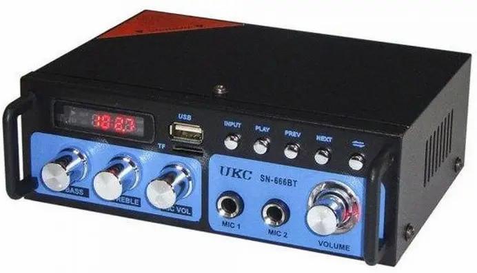 Підсилювач потужності звуку Bluetooth/Караоке FM/USB/SD-карта 2х300W UKC SN-666BT (20653787) - фото 4