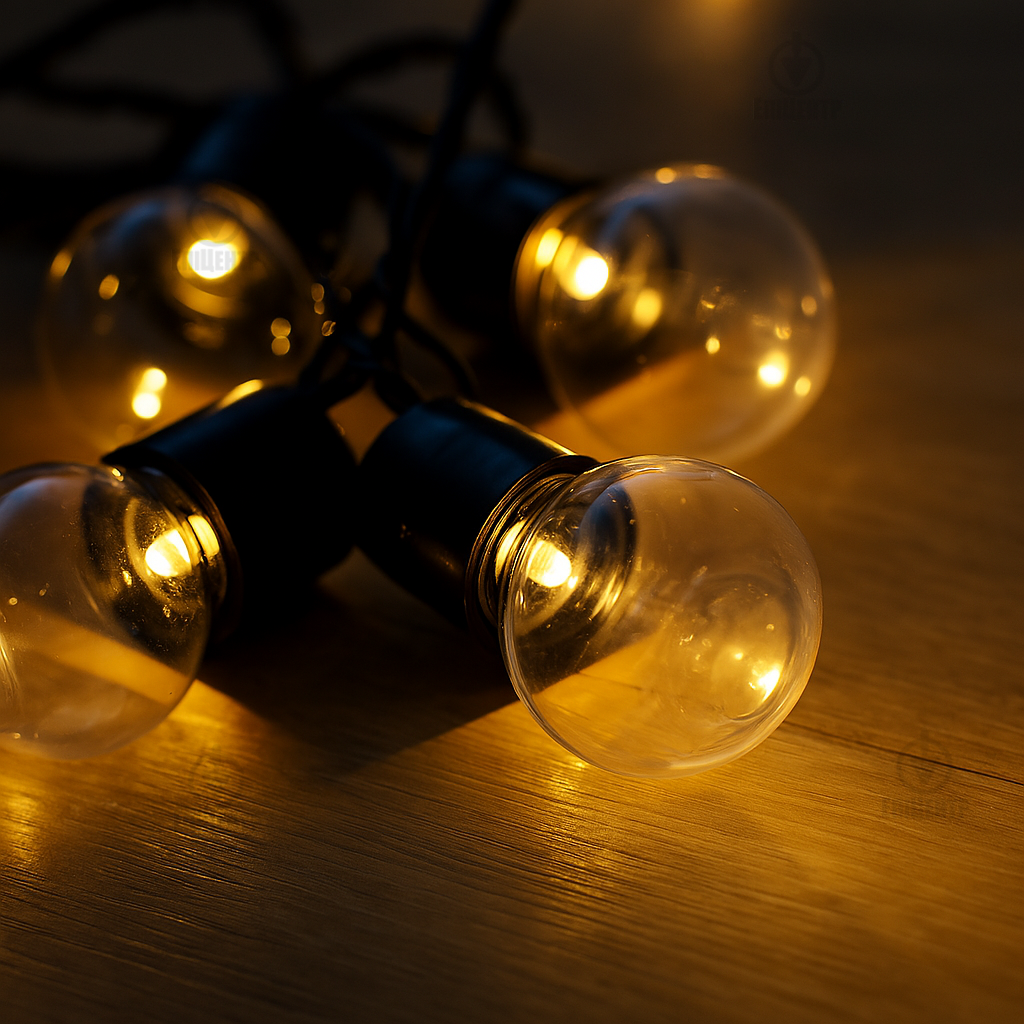 Гирлянда с прозрачными лампочками 220 V/10 м/40 LED последовательное подключение/теплый белый свет/для дома и улицы (700210) - фото 8