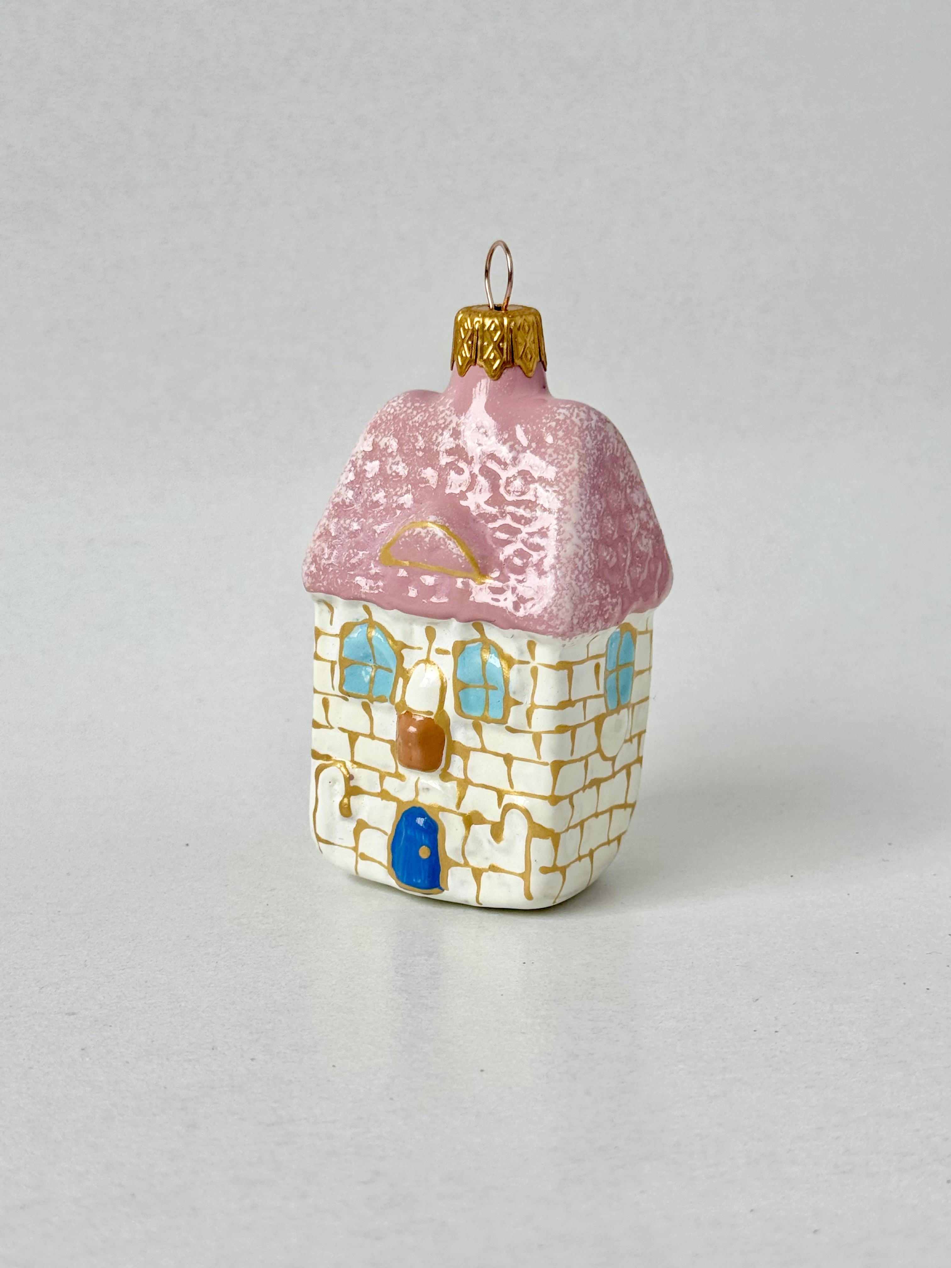 Игрушка на елку стеклянная Домик 9х5 см (F-146-2)