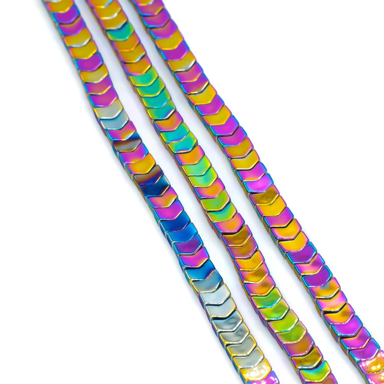 Бусины Змейка Гематит 4х2х2 мм 40 см 180 шт. Разноцветный (БГ0402з52)