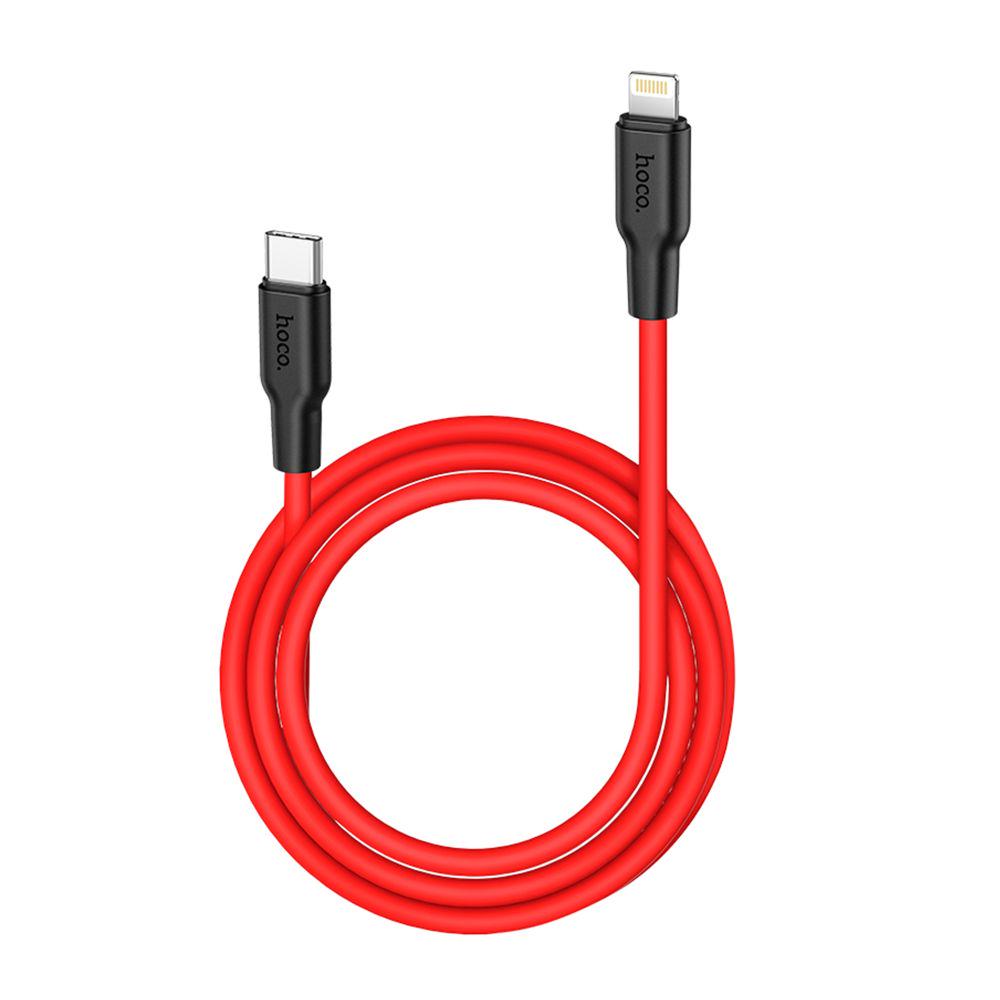 Кабель Hoco X21 Plus PD 20W Cable Type-C to Lightning/Apple iPhone силиконовый 1 м 3A Красный (2446031843) - фото 3