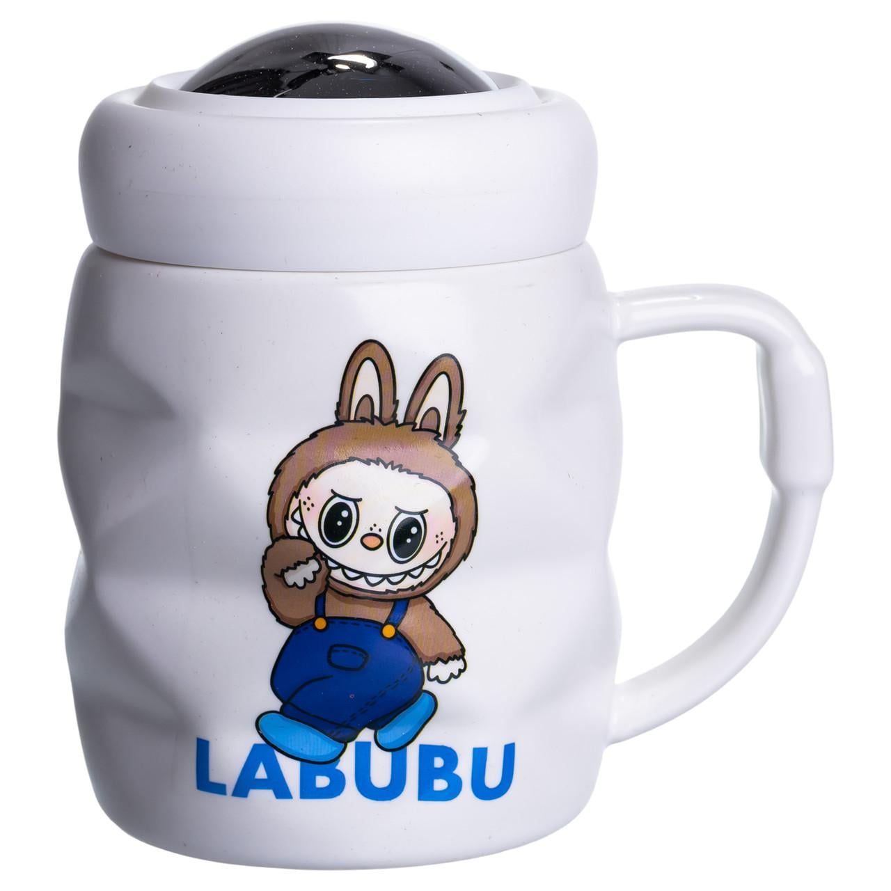 Чашка фарфоровая Light House LG-30205 A с крышкой 400 мл Белый с синим