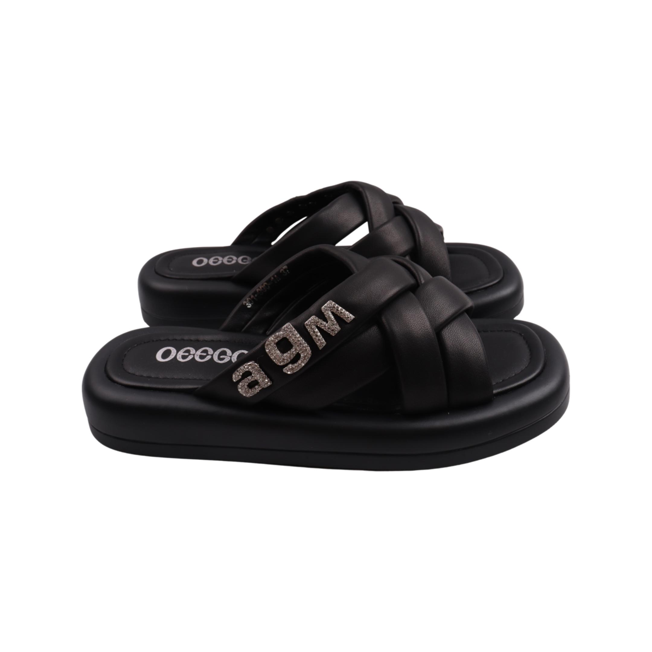 Шлепанцы женские Oeego из кожи р. 36 Черный (159-23LSHC)