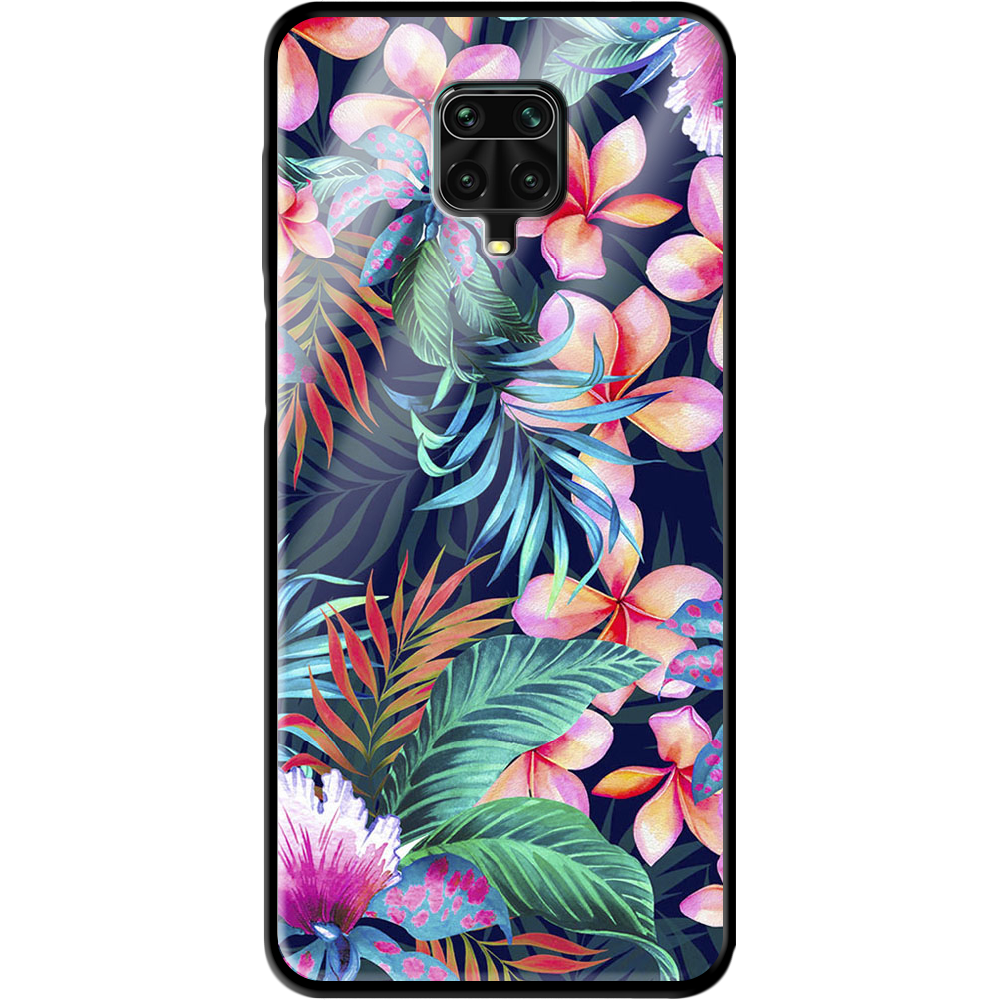 Чохол Boxface Xiaomi Redmi Note 9S flowers in the tropics Чорний силікон зі склом (39475-up1971-40098)