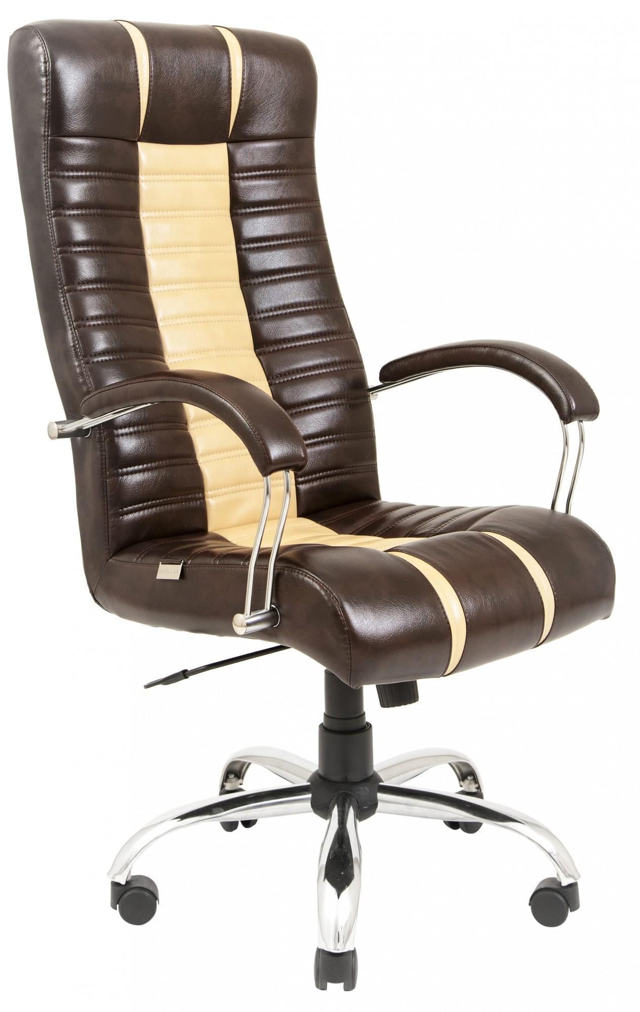 Крісло офісне комп'ютерне Atlant Титан Dark Brown-Beige Хром М3 MultiBlock Бежево-коричневий