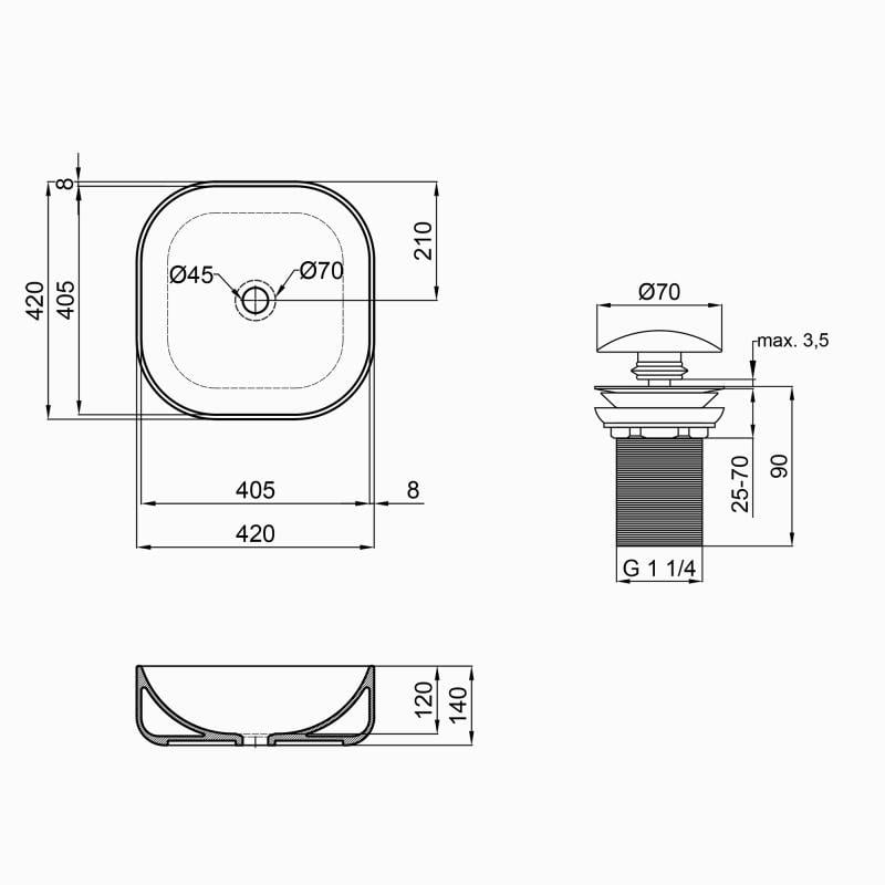 Раковина-чаша Q-tap Kolibri з донним клапаном QT1011K396W (13997) - фото 2