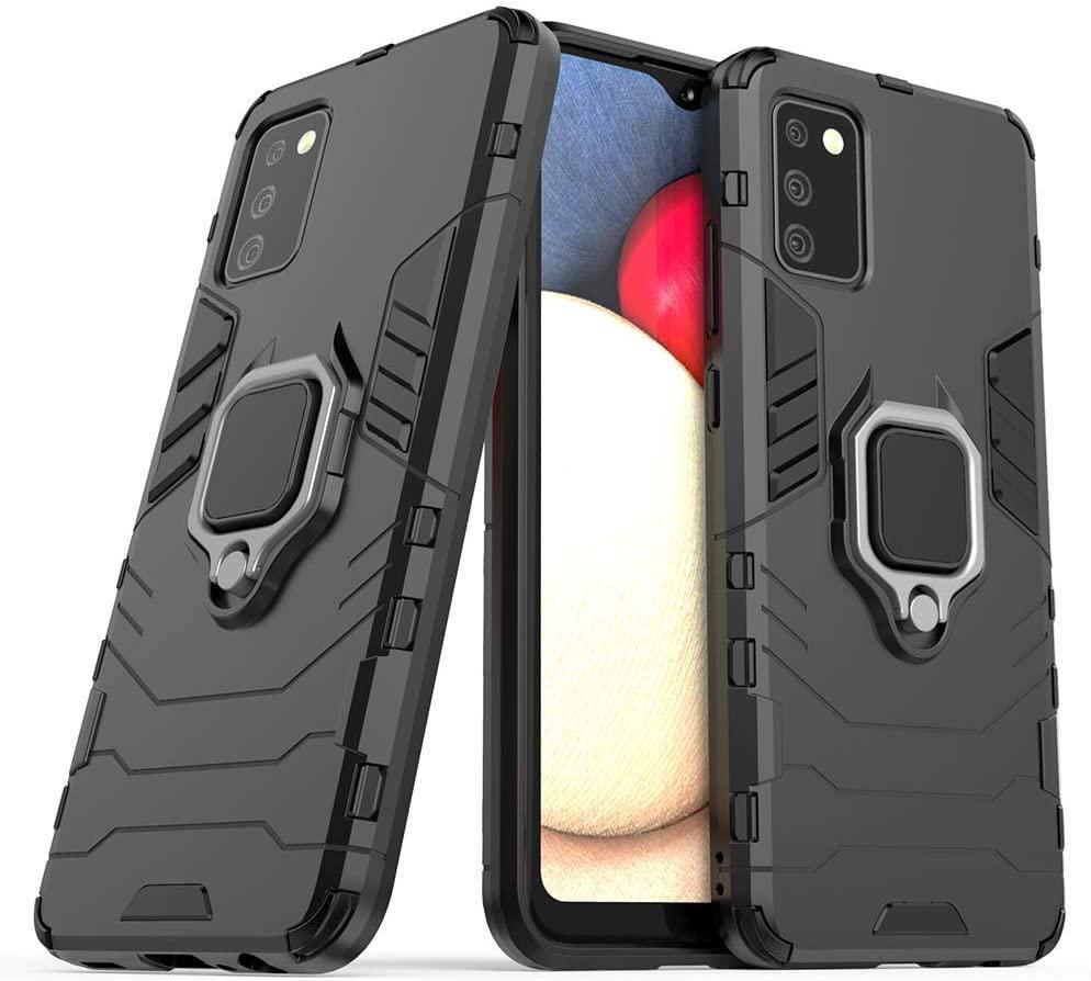Противоударный чехол Samsung Galaxy A02s A025 (подставка кольцо) Black (21808-2B)