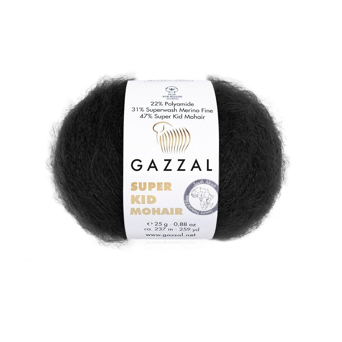 Пряжа Gazzal Super Kid Mohair 64409 чорний (3918)