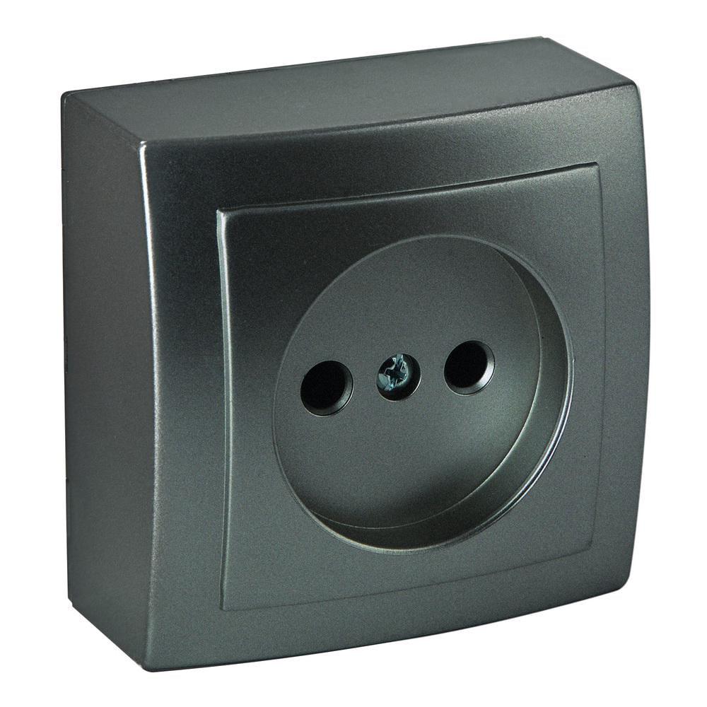 Розетка Nilson Themis одинарна без заземлення Антрацит (26161015)