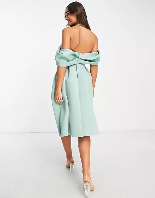 Платье вечернее с открытыми плечами Asos10940 XS Бирюзовый (40) - фото 3