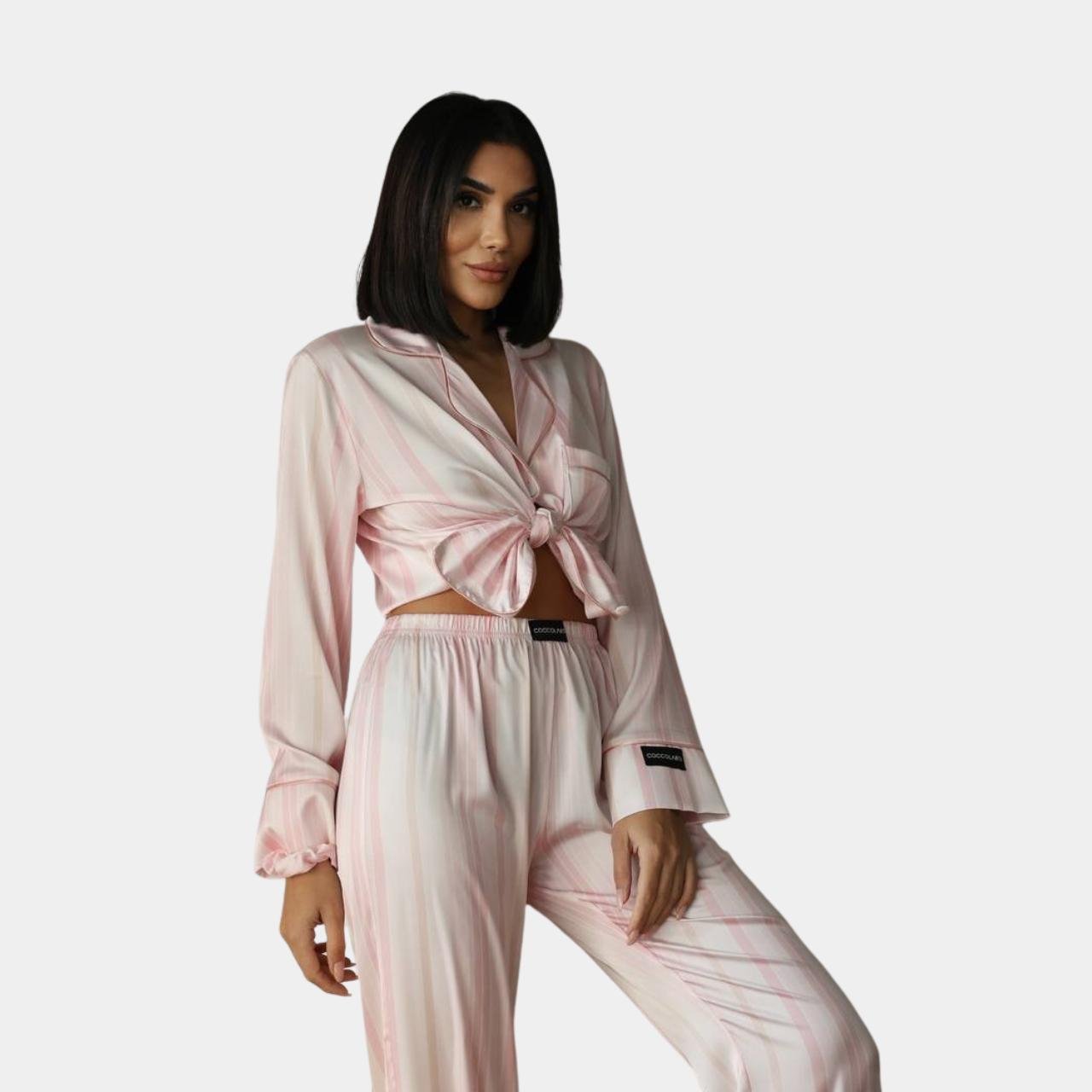 Піжама жіноча сатинова у смужку M Біло-рожевий (№1269) - фото 3 Піжама жіноча сатинова у смужку M Біло-рожевий (№1269) - фото 3