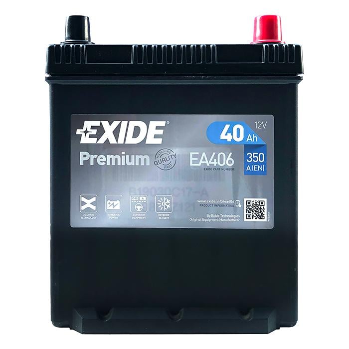 Акумулятор автомобільний EXIDE Premium E A406 EN 6СТ-40 Ah АзЕ Asia 350A (76155)