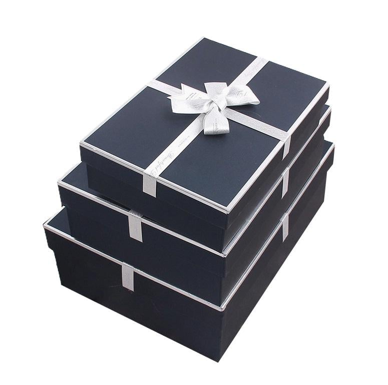 Набір подарункових коробок Stenson R33290BK Ornament 23х16х10/21х14х8/19х12х7 см 3 шт. Black (606774)