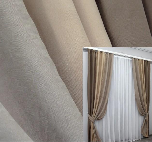 Шторы комбинированные микровелюр 1,5х2,7 м 2 шт. Бежевый - фото 5 Шторы комбинированные микровелюр 1,5х2,7 м 2 шт. Бежевый - фото 5