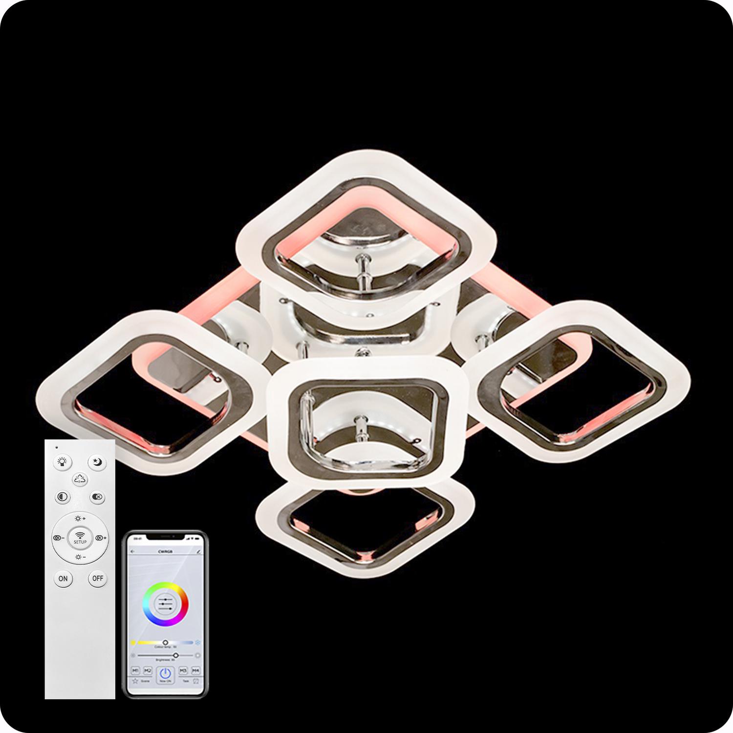 Люстра світлодіодна 517 Light 3color з пультом 90 Вт Хром (01846) - фото 5 Люстра світлодіодна 517 Light 3color з пультом 90 Вт Хром (01846) - фото 5